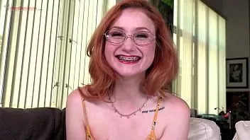 play Watch the braces as redhead cute girl scarlet skies sucks dick!